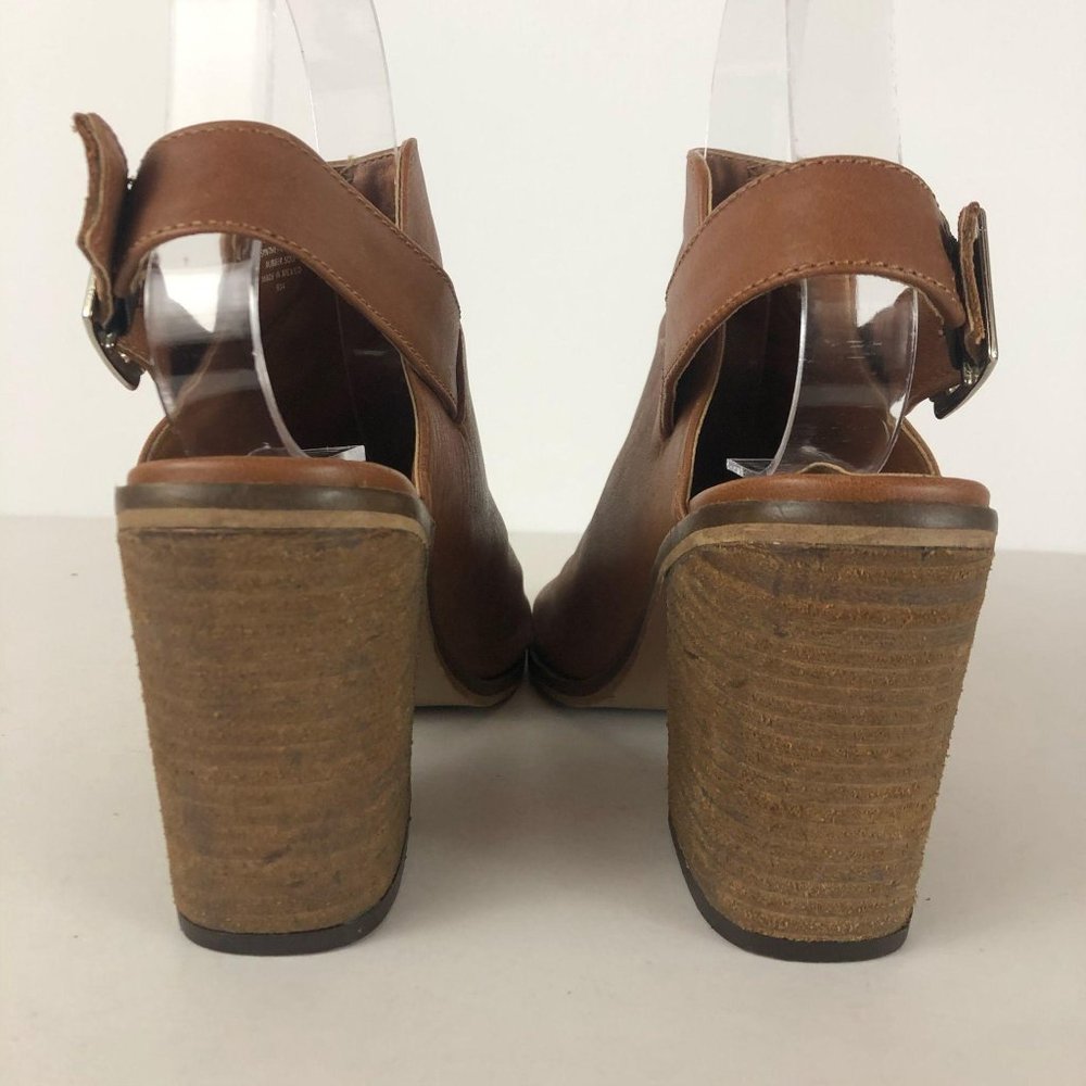 Steve Madden Talento Tan Leather Block Heels Sz 6 - Picture 7 of 12